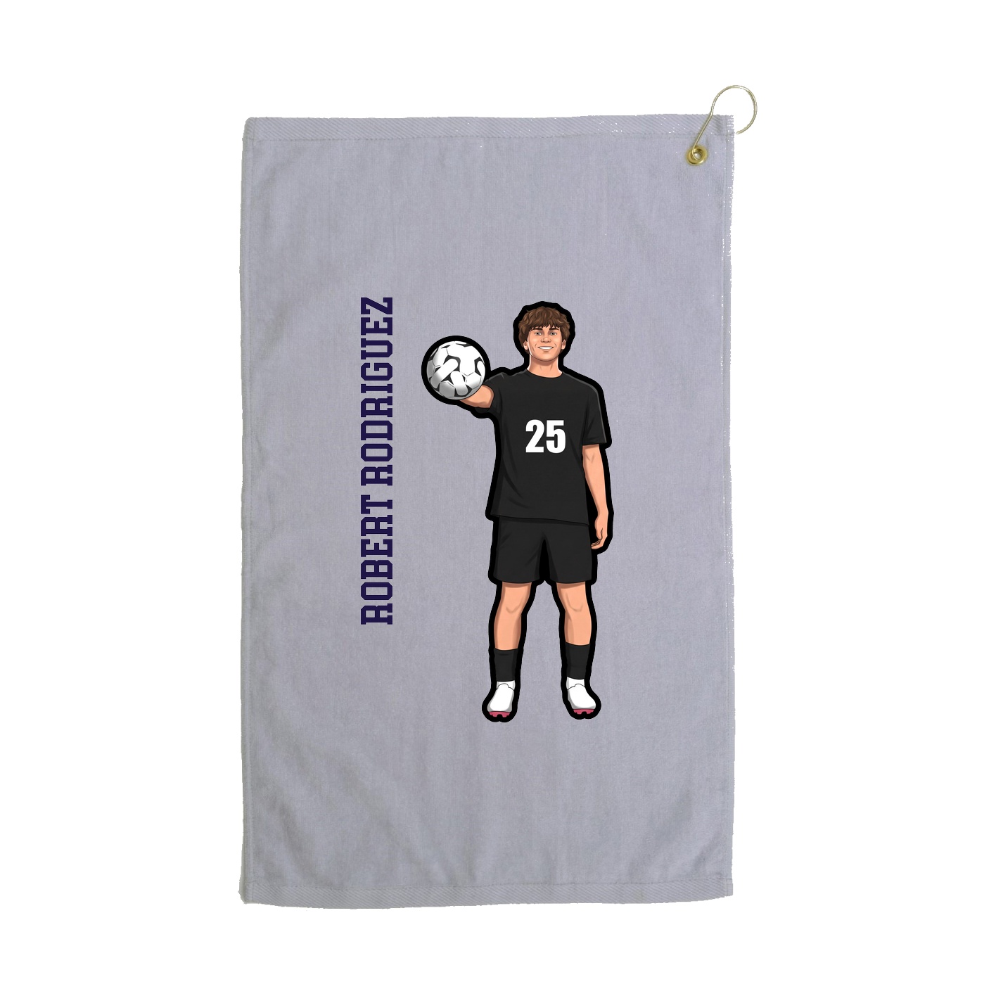 Golf Towel — Name Vertical in Grey