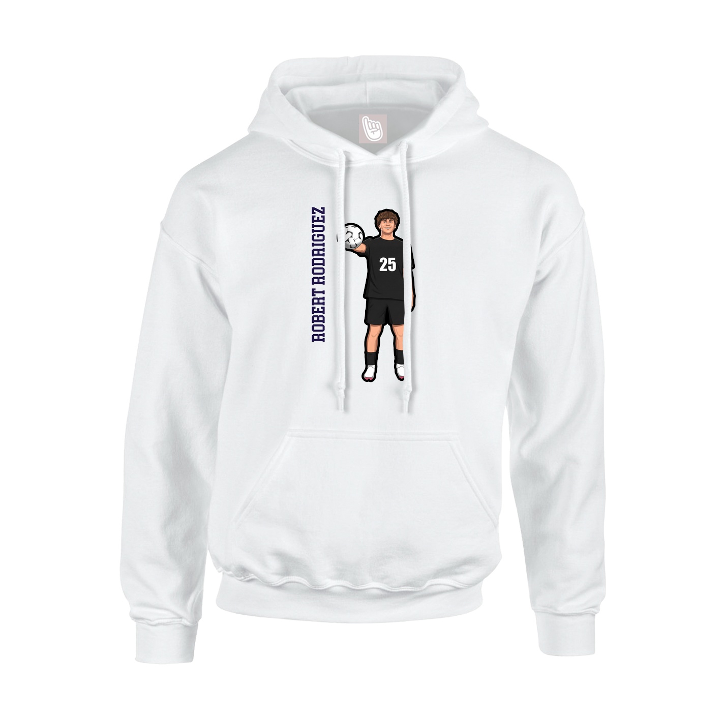Youth Hoodie — Name Vertical in White
