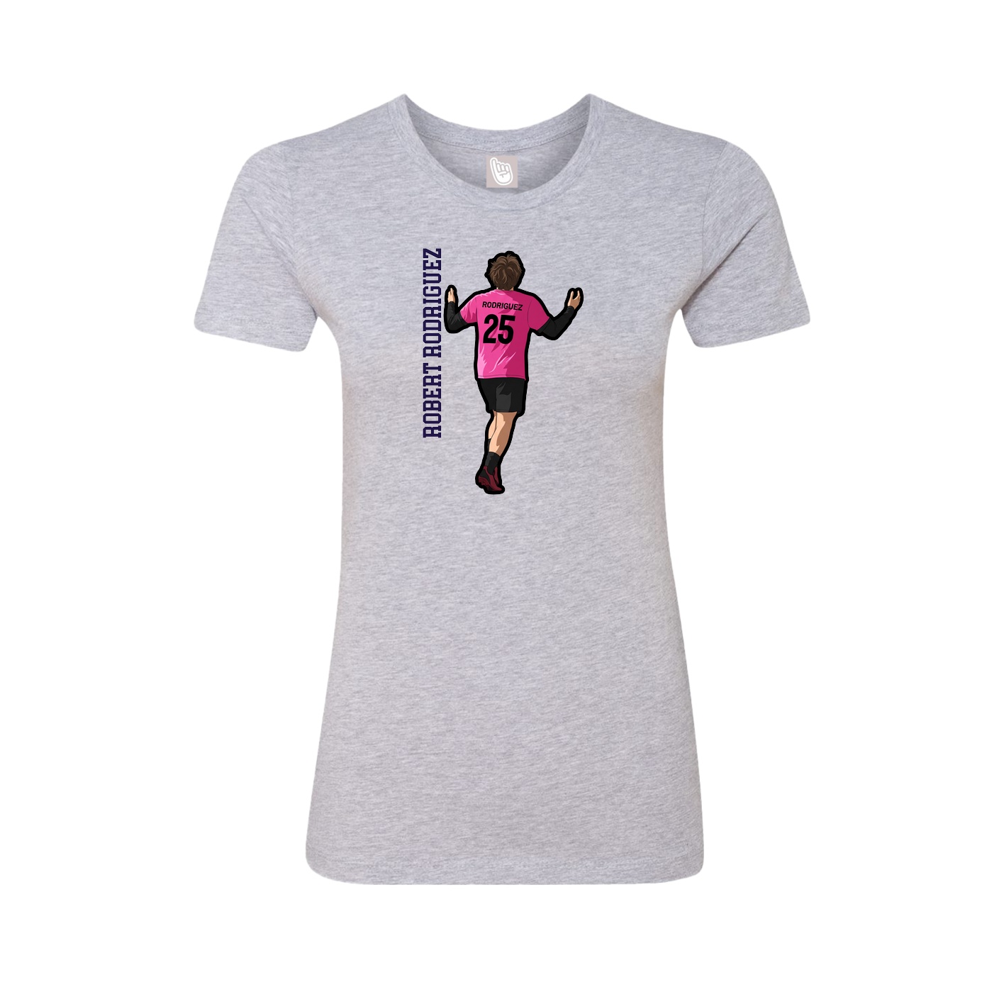 Fitted Women's Tee — Name Vertical in Grey