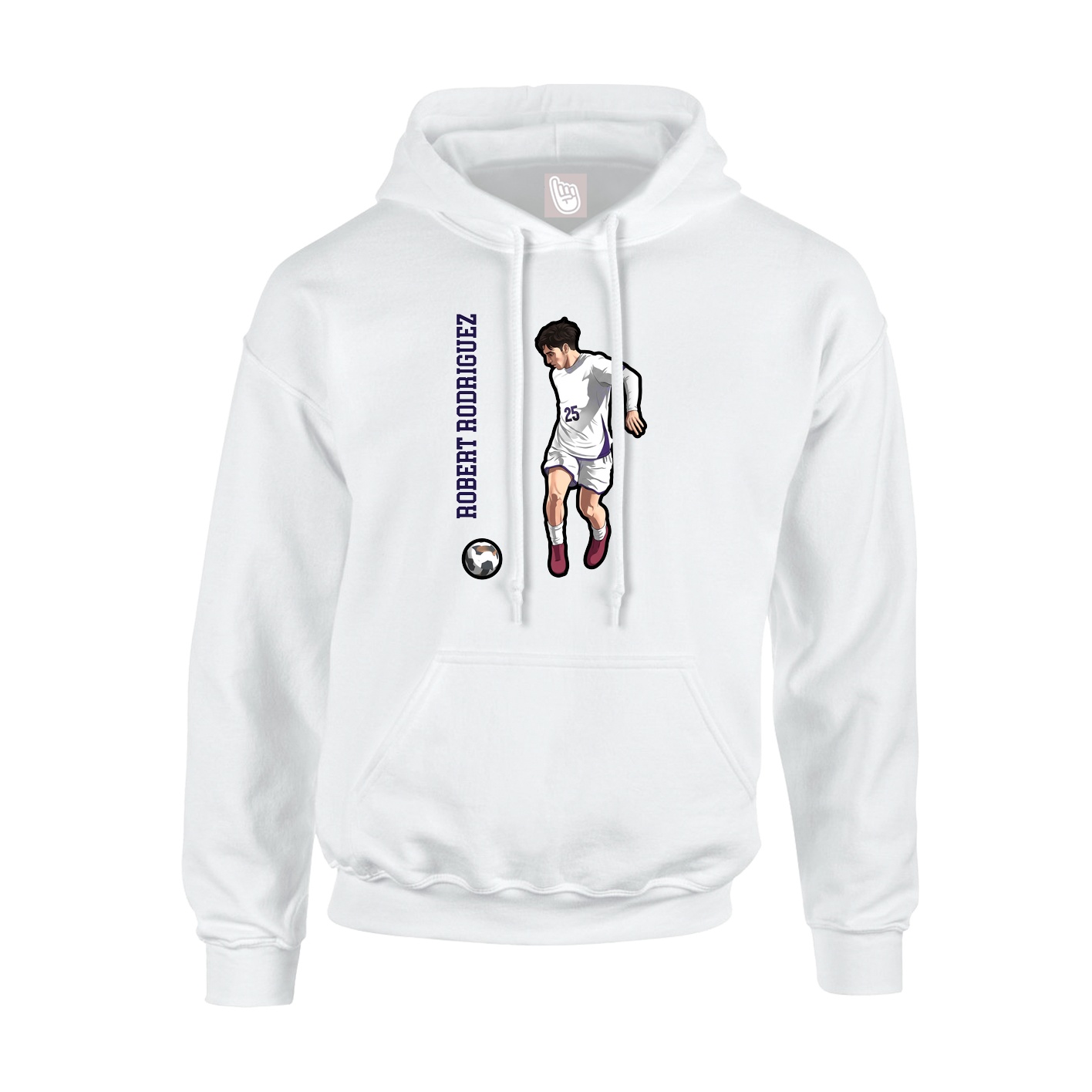Youth Hoodie — Name Vertical in White