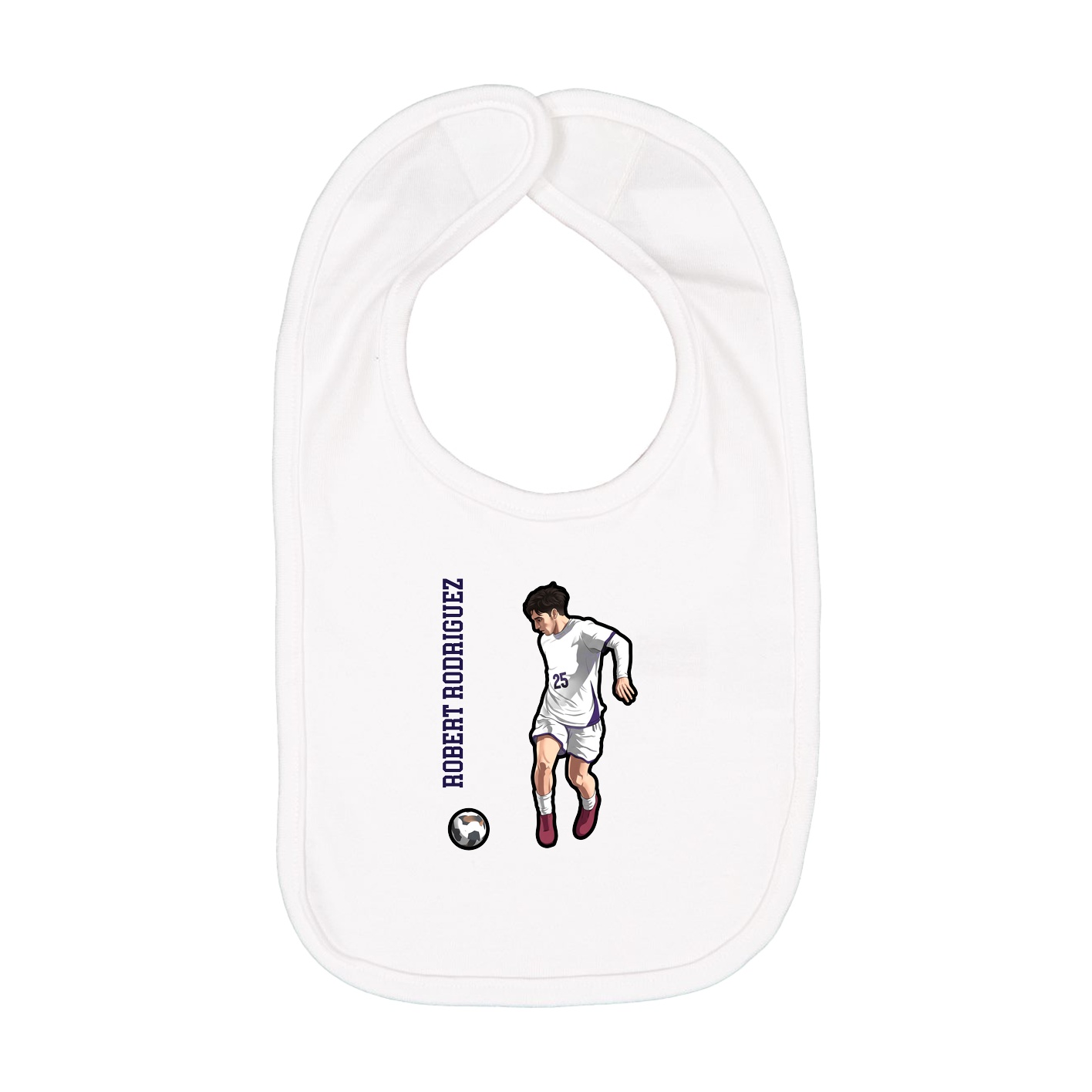 Infant Bib — Name Vertical in White