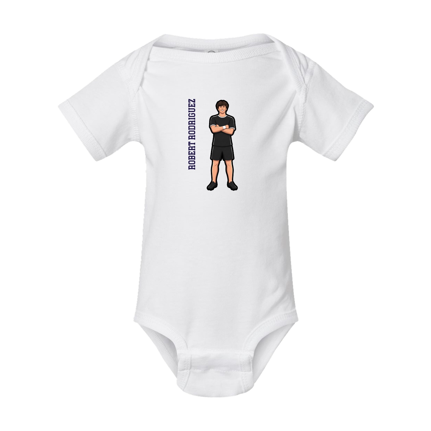 Baby Onesie — Name Vertical in White