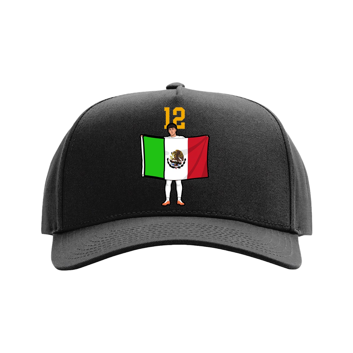 Full Fabric Five-Panel Champ Cap — Number Top in Black