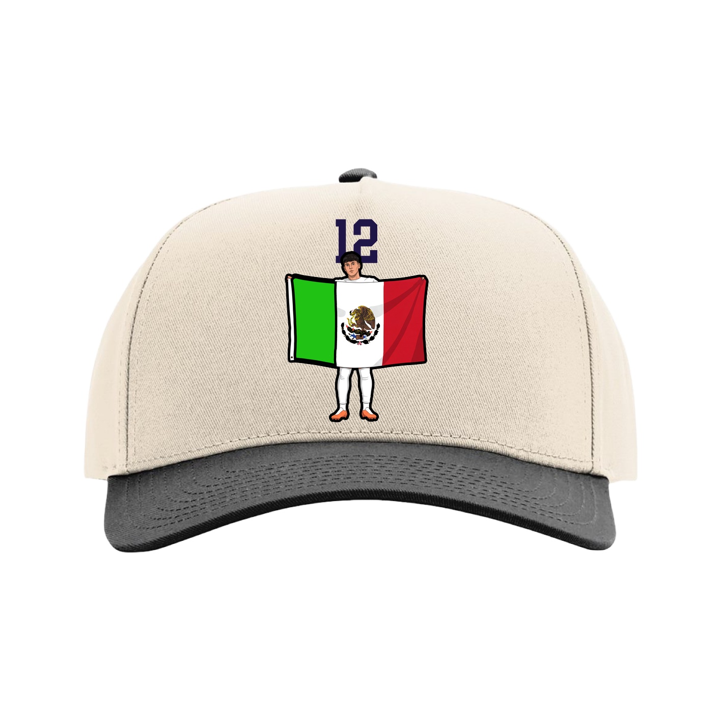 Full Fabric Five-Panel Champ Cap — Number Top in Cream/Black