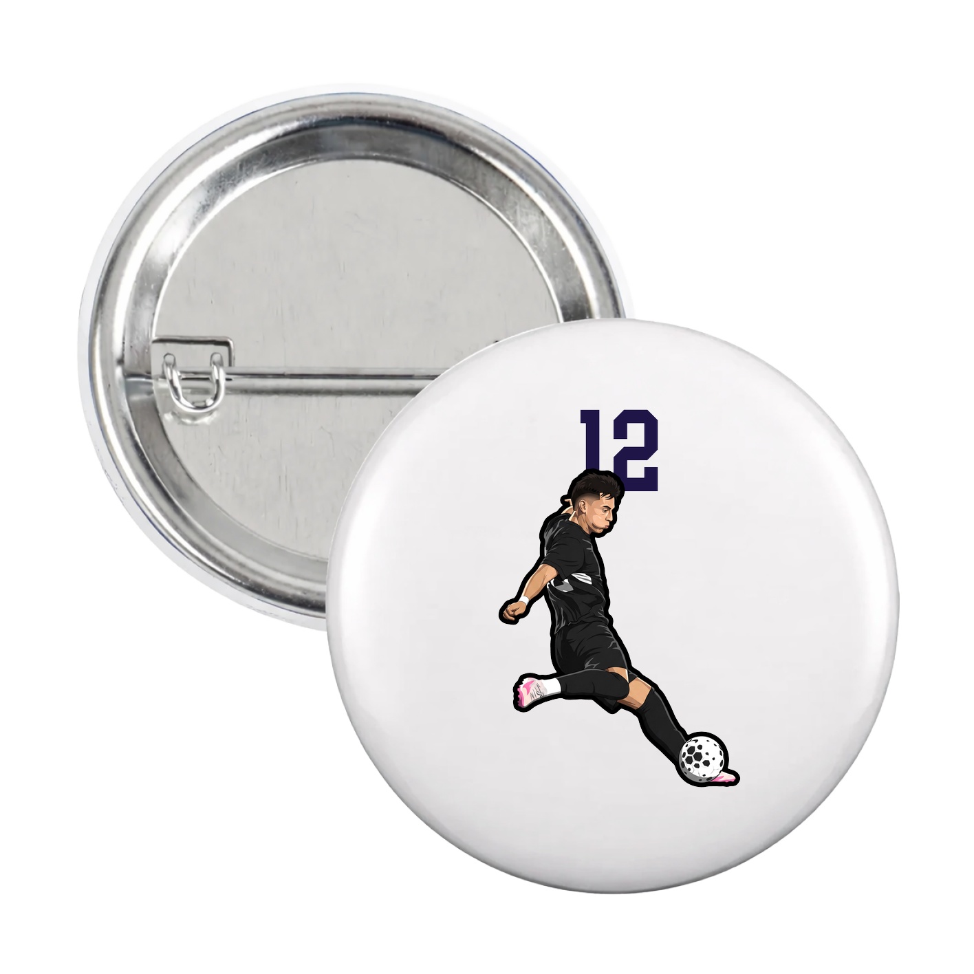 Game Day Button — Number Top in White