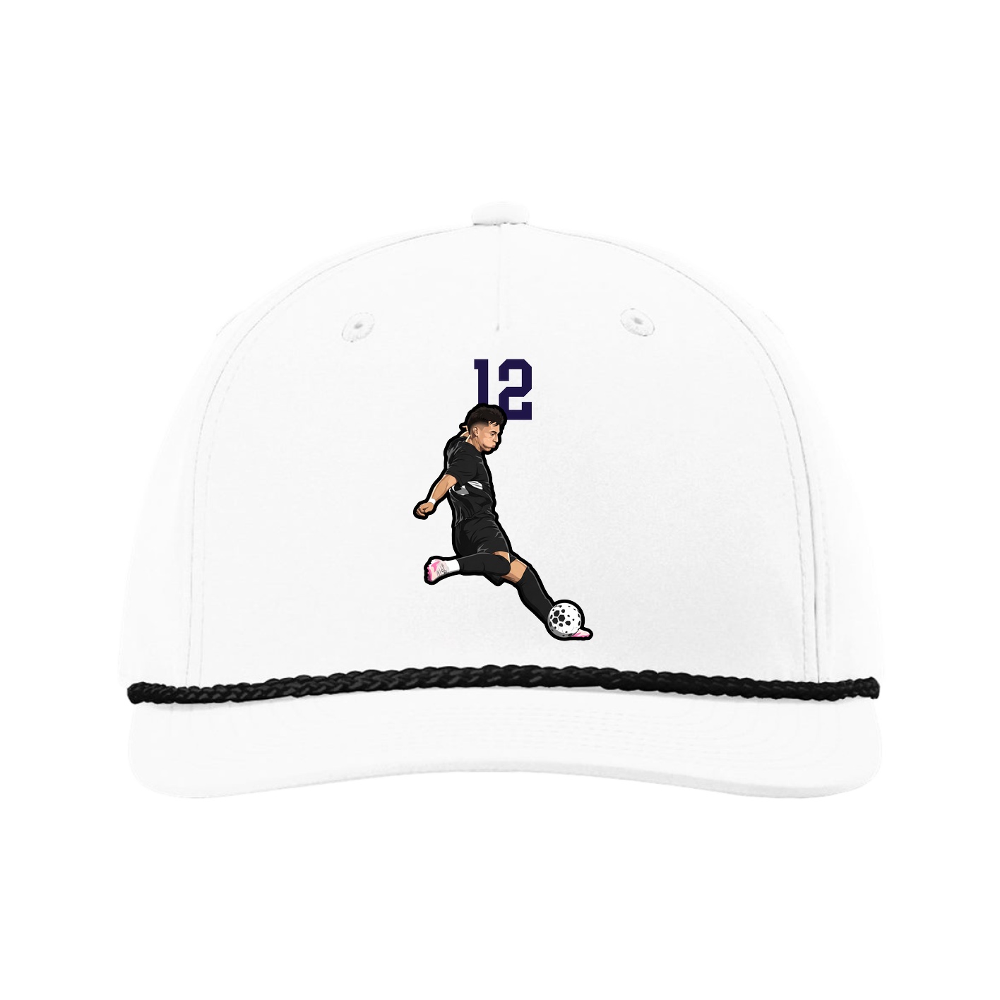 Five-Panel Classic Rope Cap — Number Top in White