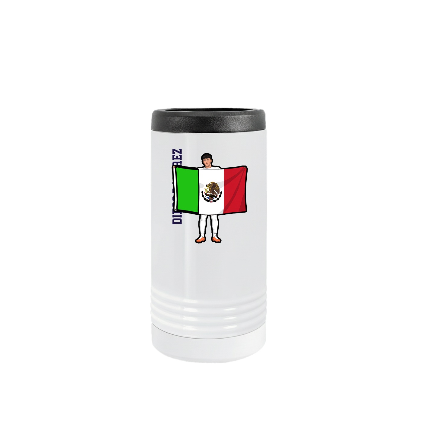 Slim Beverage Holder — Name Vertical in White