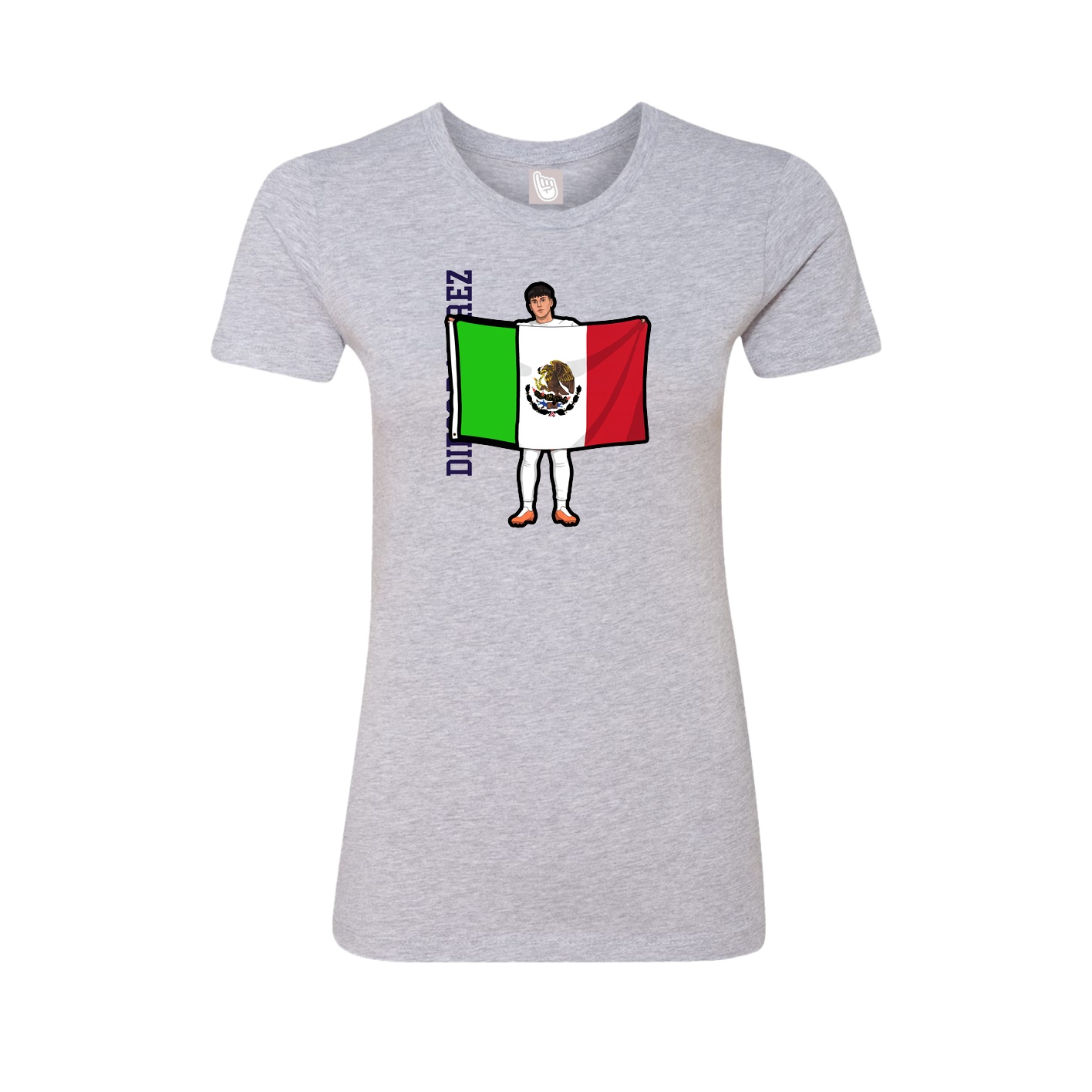 Womens Tee — Name Vertical in Grey