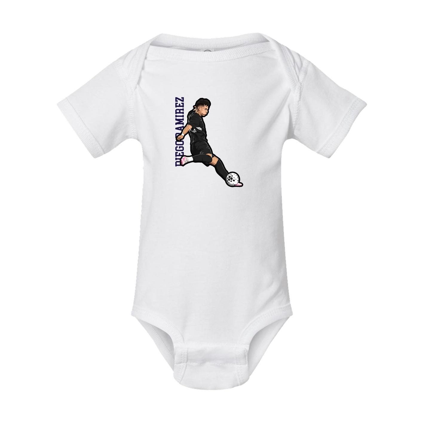 Baby Onesie — Name Vertical in White