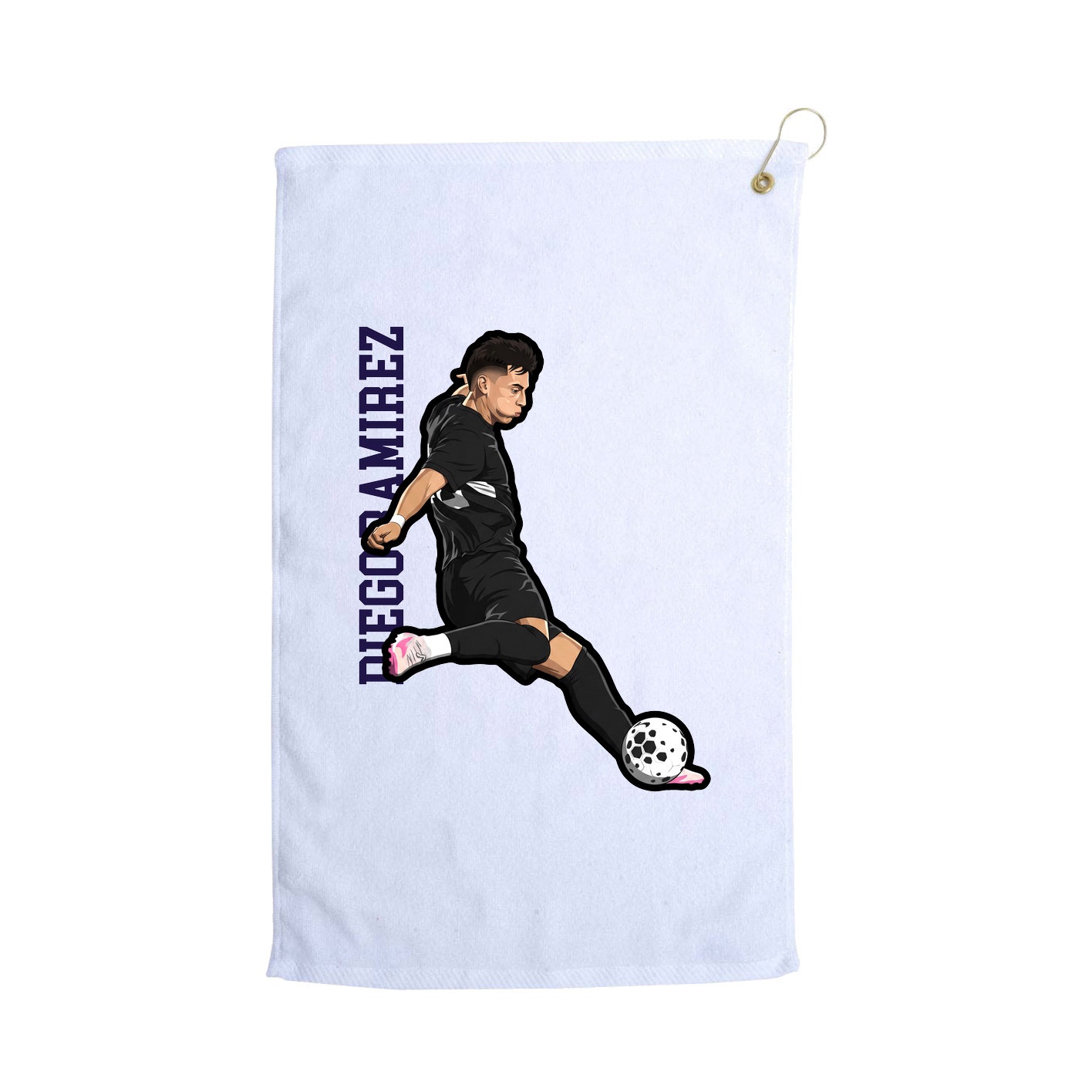 Golf Towel — Name Vertical in White