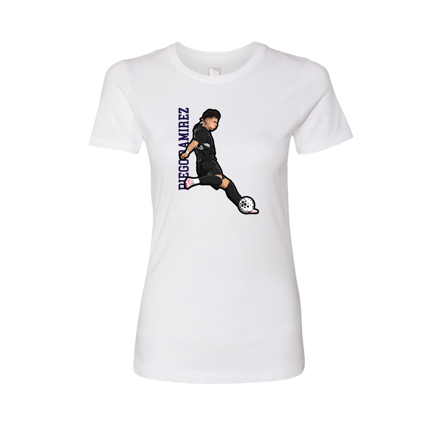 Womens Tee — Name Vertical in White