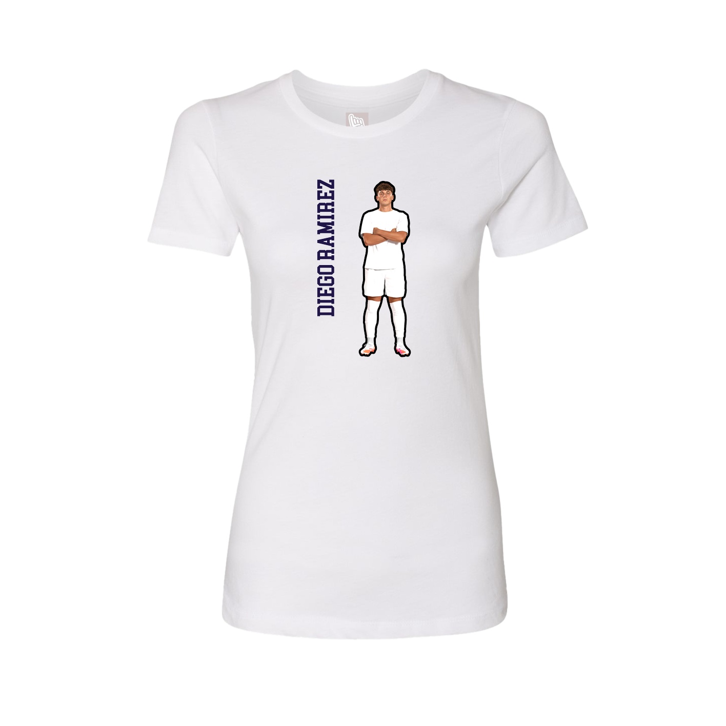 Womens Tee — Name Vertical in White