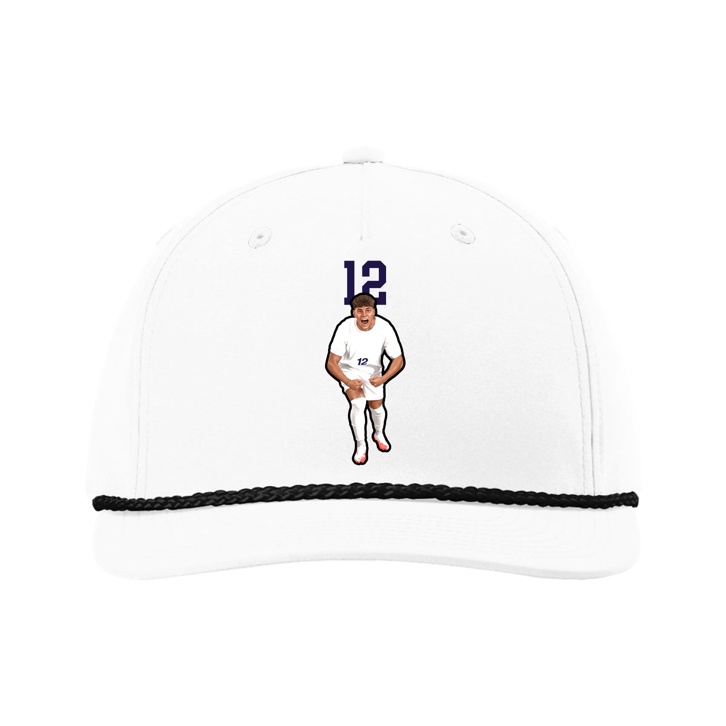 Five-Panel Classic Rope Cap — Number Top in White