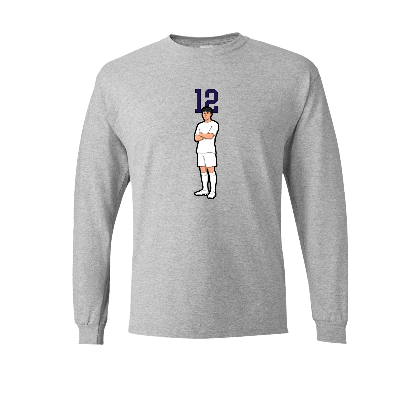 Long Sleeve Tee — Number Top in Grey