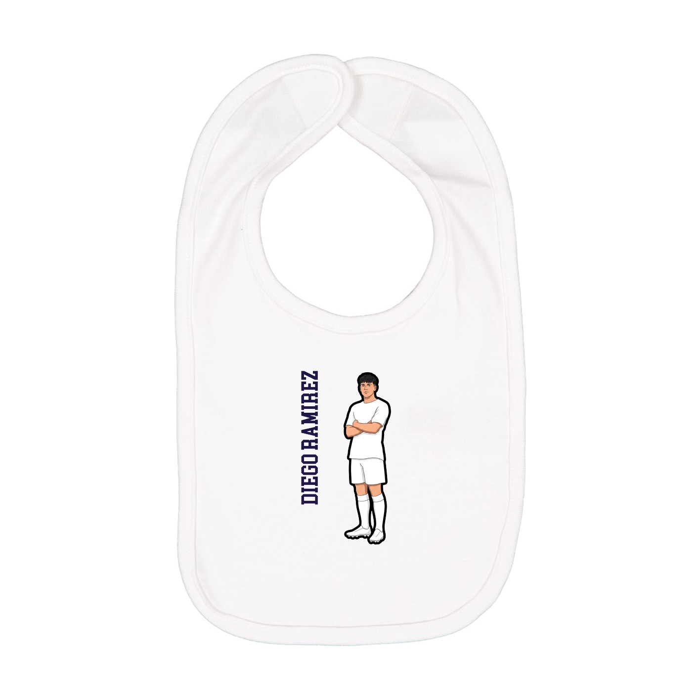 Infant Bib — Name Vertical in White