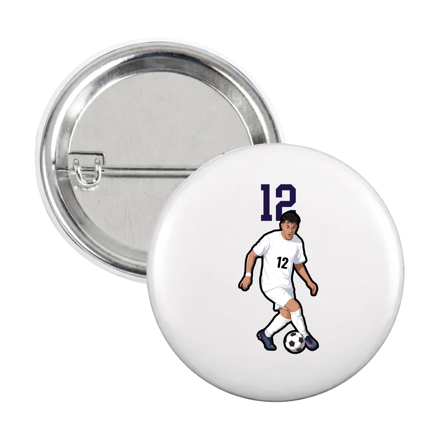 Game Day Button — Number Top in White