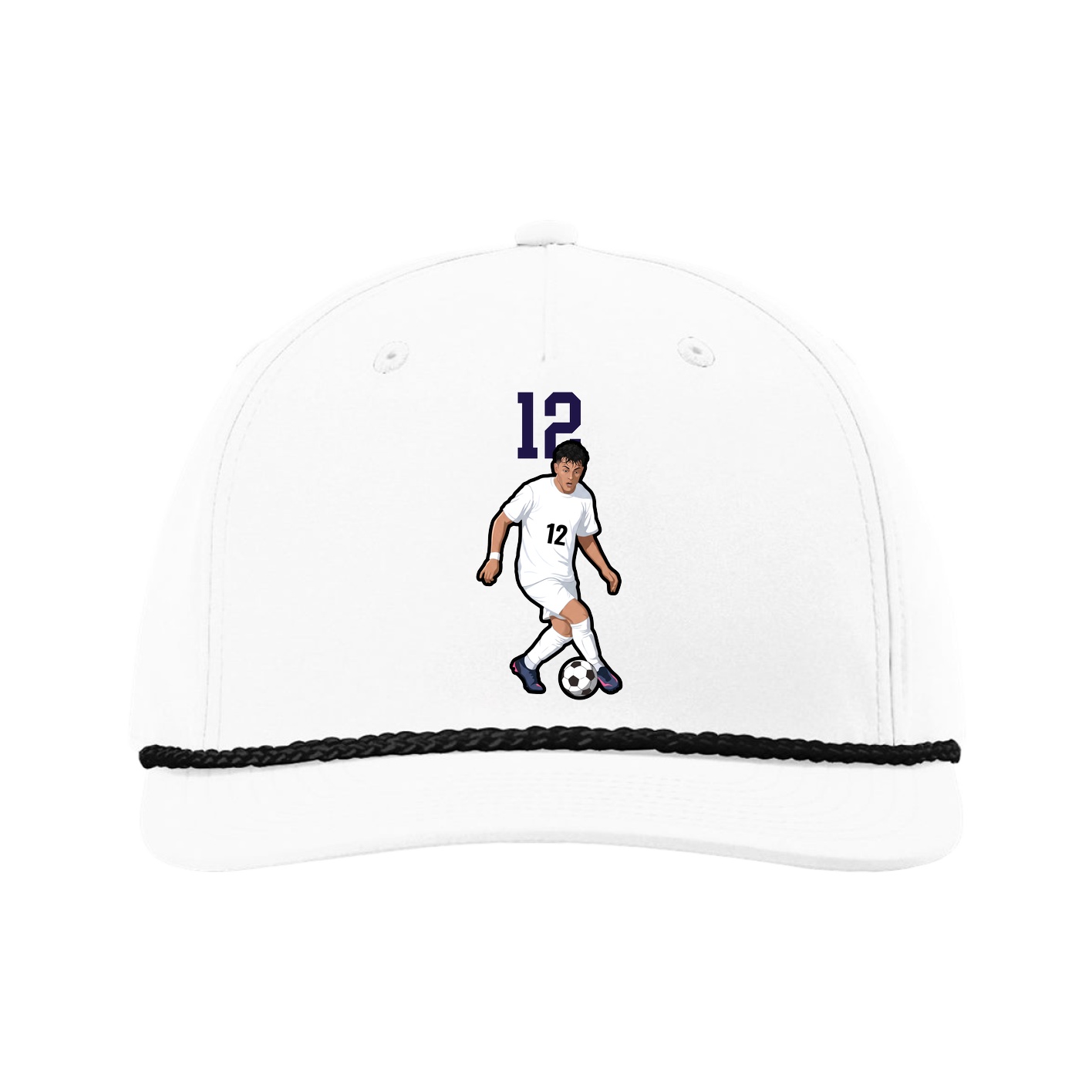 Five-Panel Classic Rope Cap — Number Top in White
