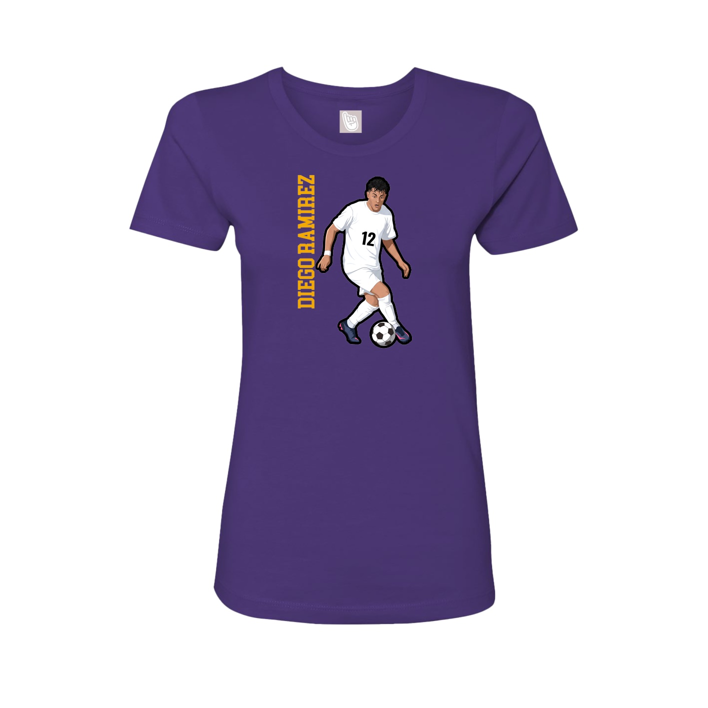 Womens Tee — Name Vertical in Purple