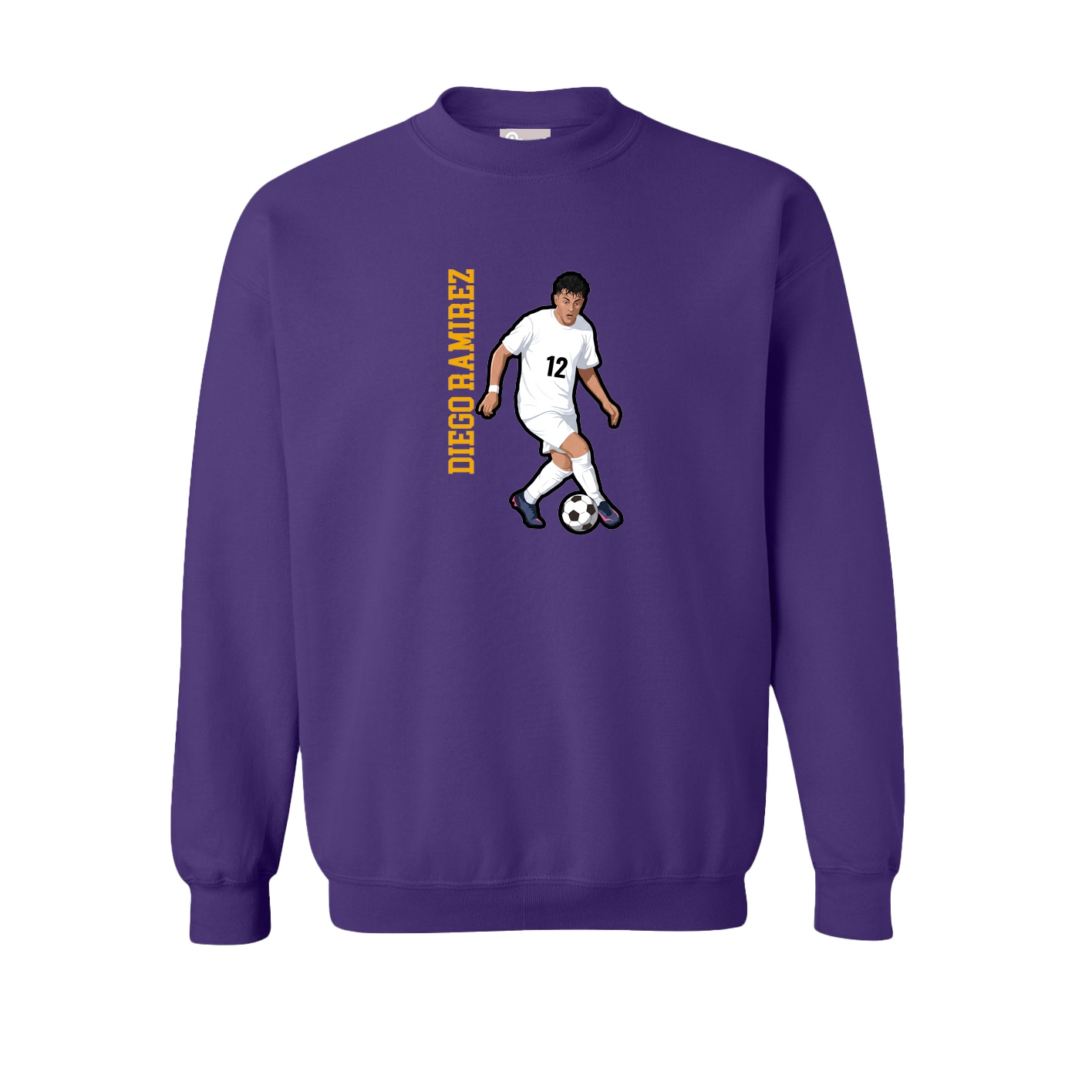 Fleece Crew — Name Vertical in Purple
