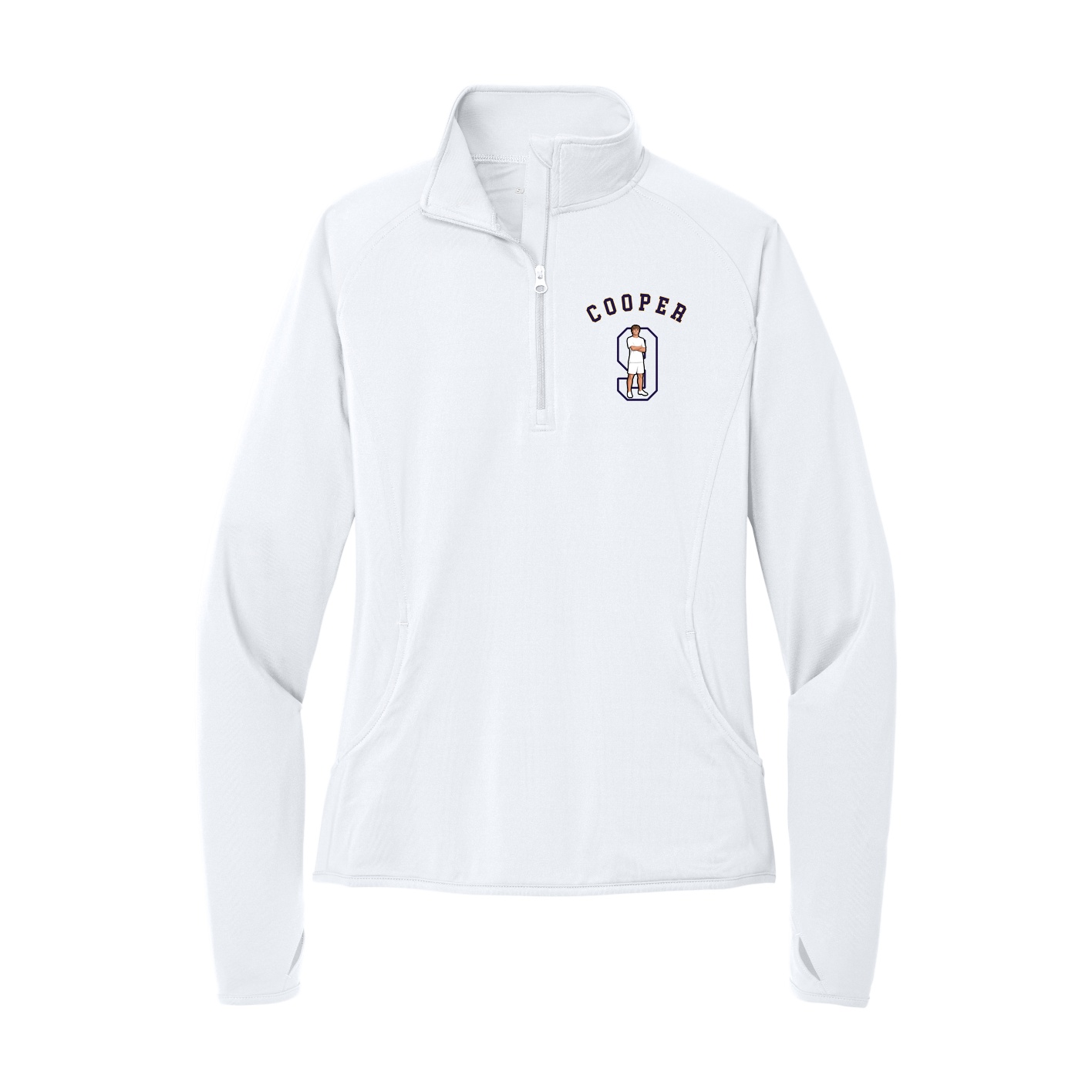 Women's Q-Zip Pullover — Shirsey Arch in White