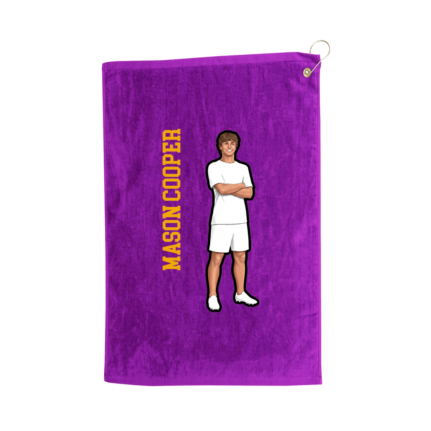Golf Towel — Name Vertical in Purple