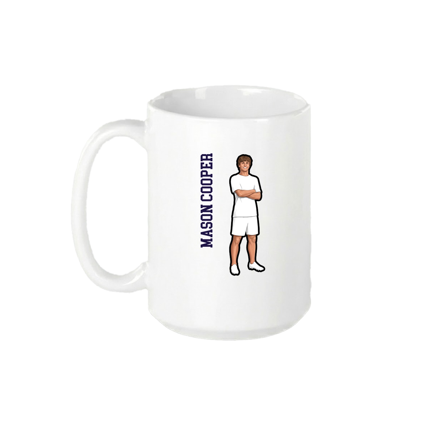 15oz Coffee Mug — Name Vertical in White