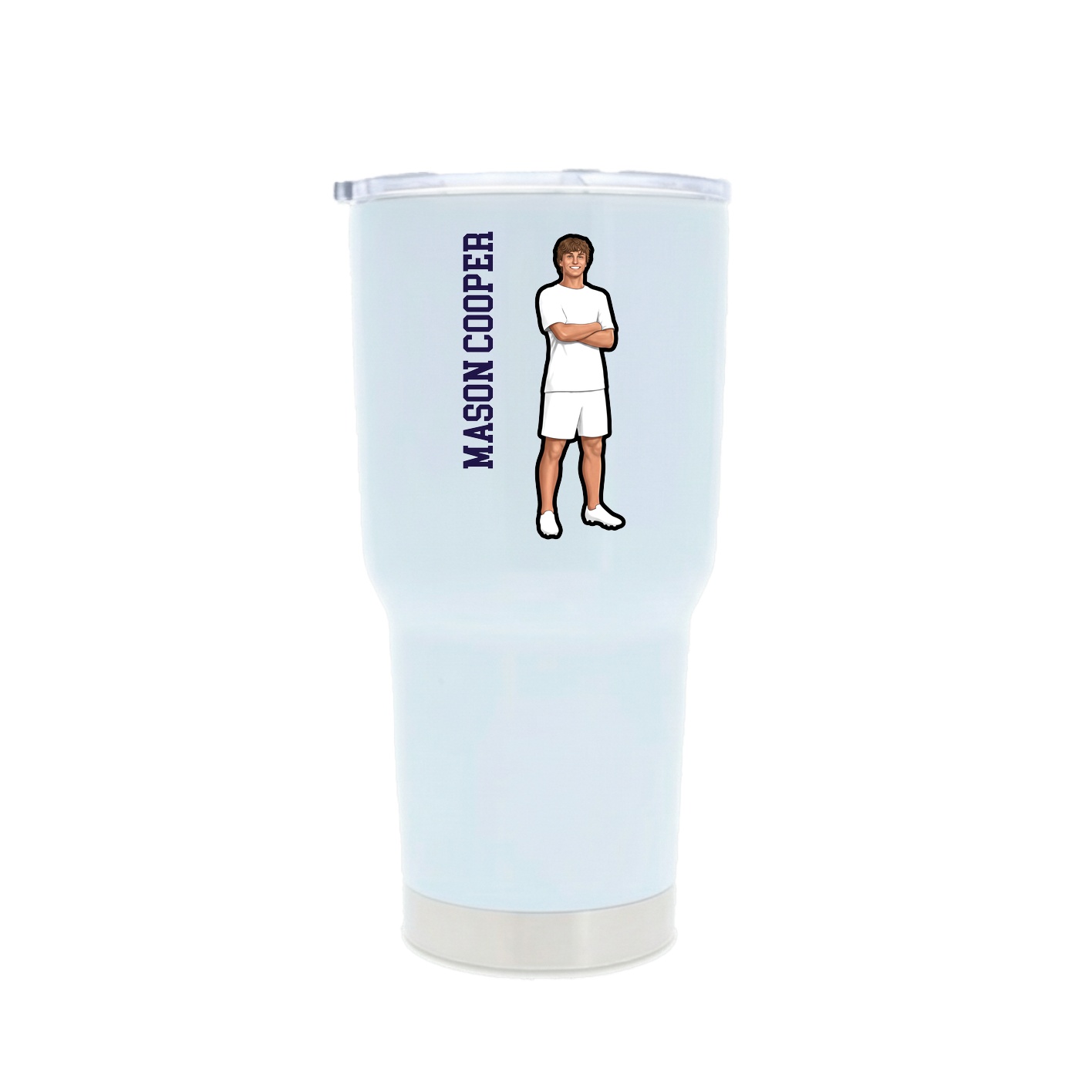 30oz Stainless Steel Tumbler — Name Vertical in White