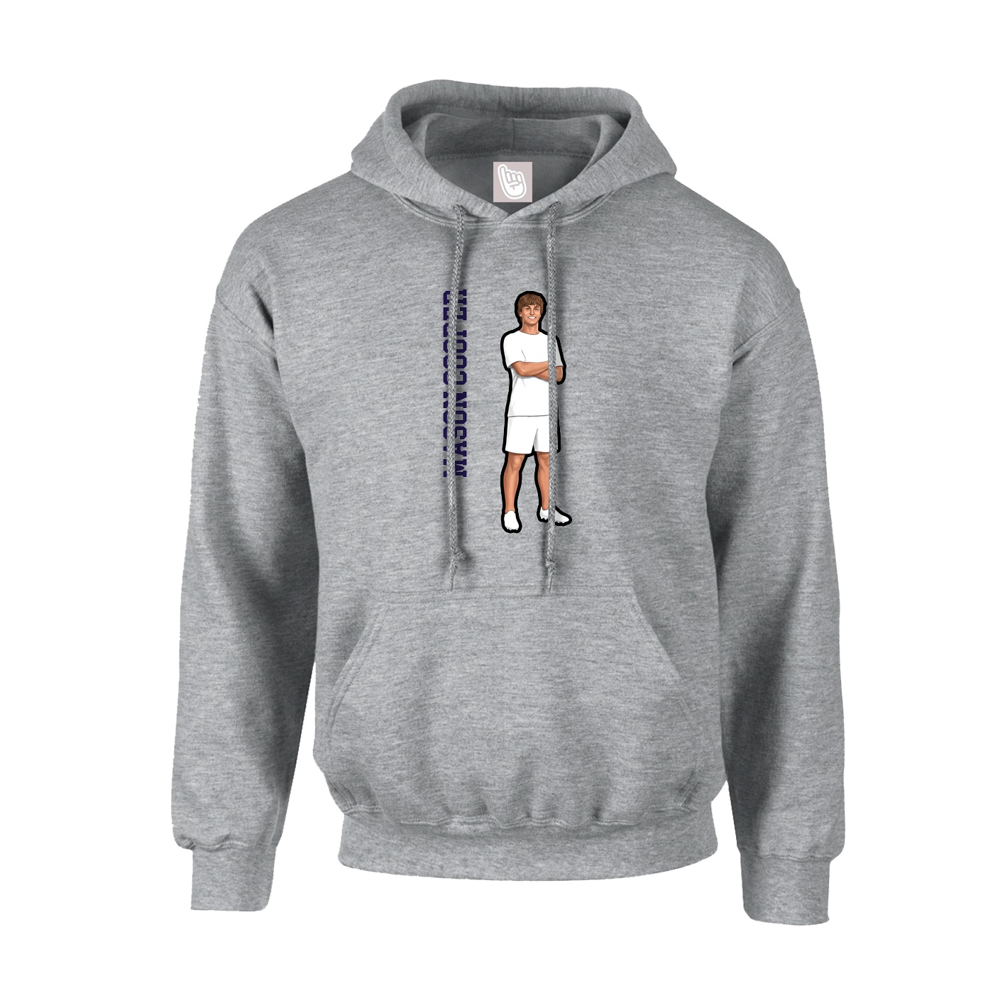 Youth Hoodie — Name Vertical in Grey