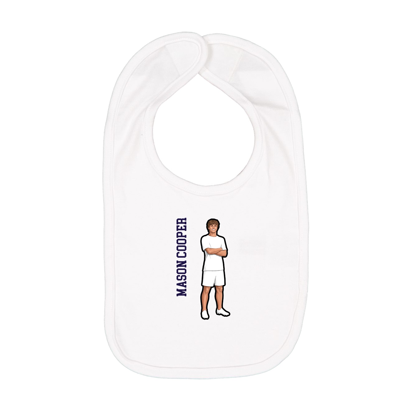 Infant Bib — Name Vertical in White