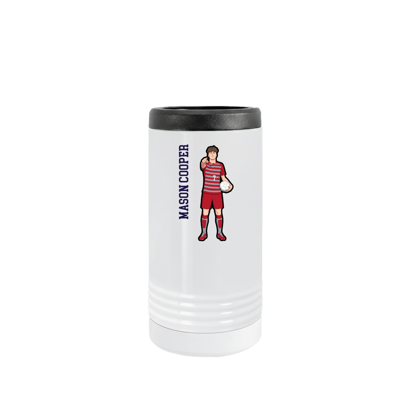 Slim Beverage Holder — Name Vertical in White