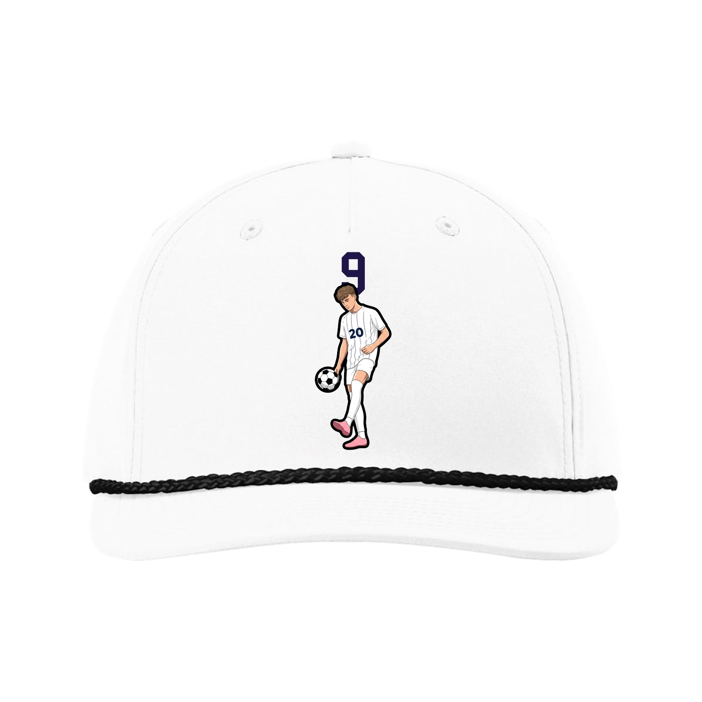 Five-Panel Classic Rope Cap — Number Top in White