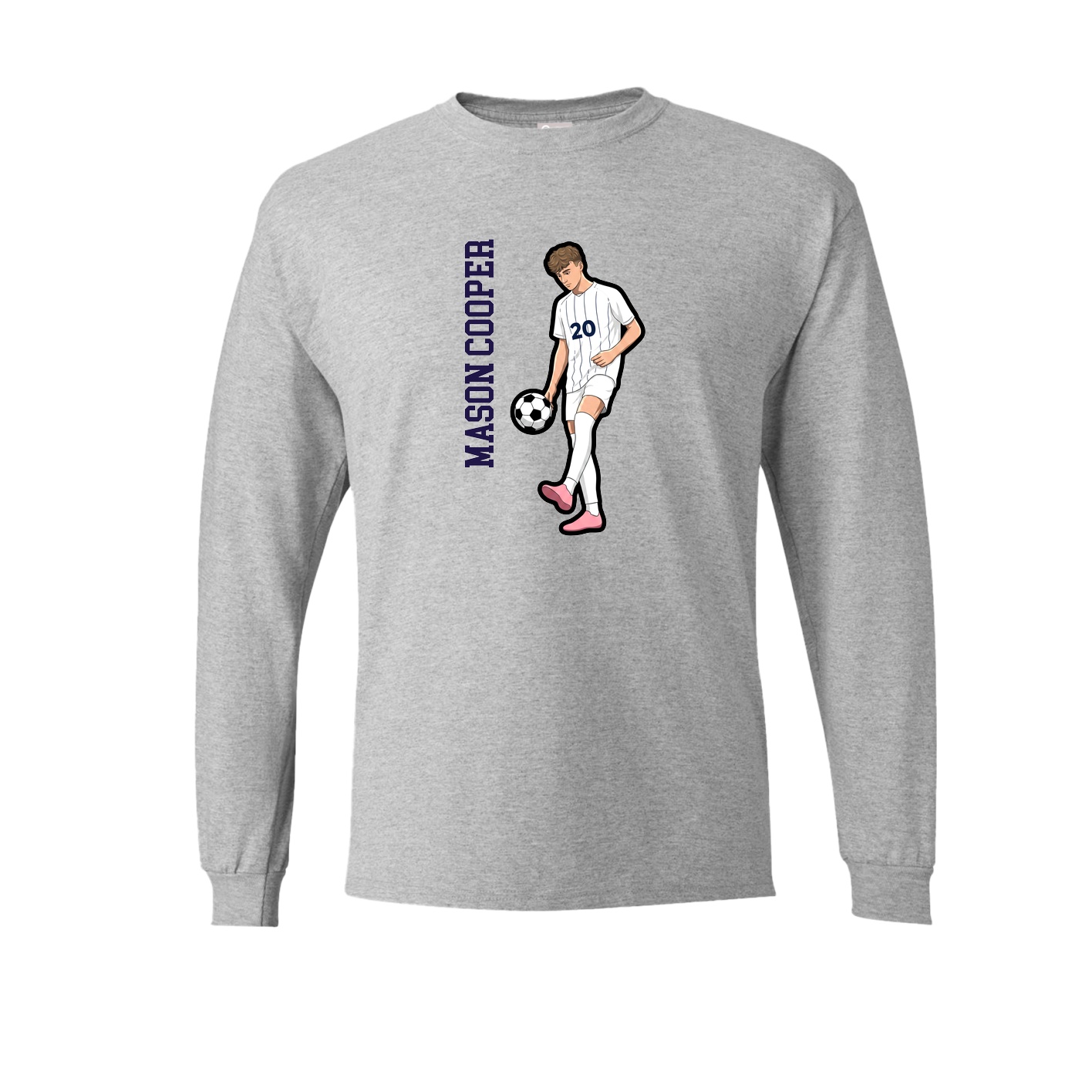 Long Sleeve Tee — Name Vertical in Grey