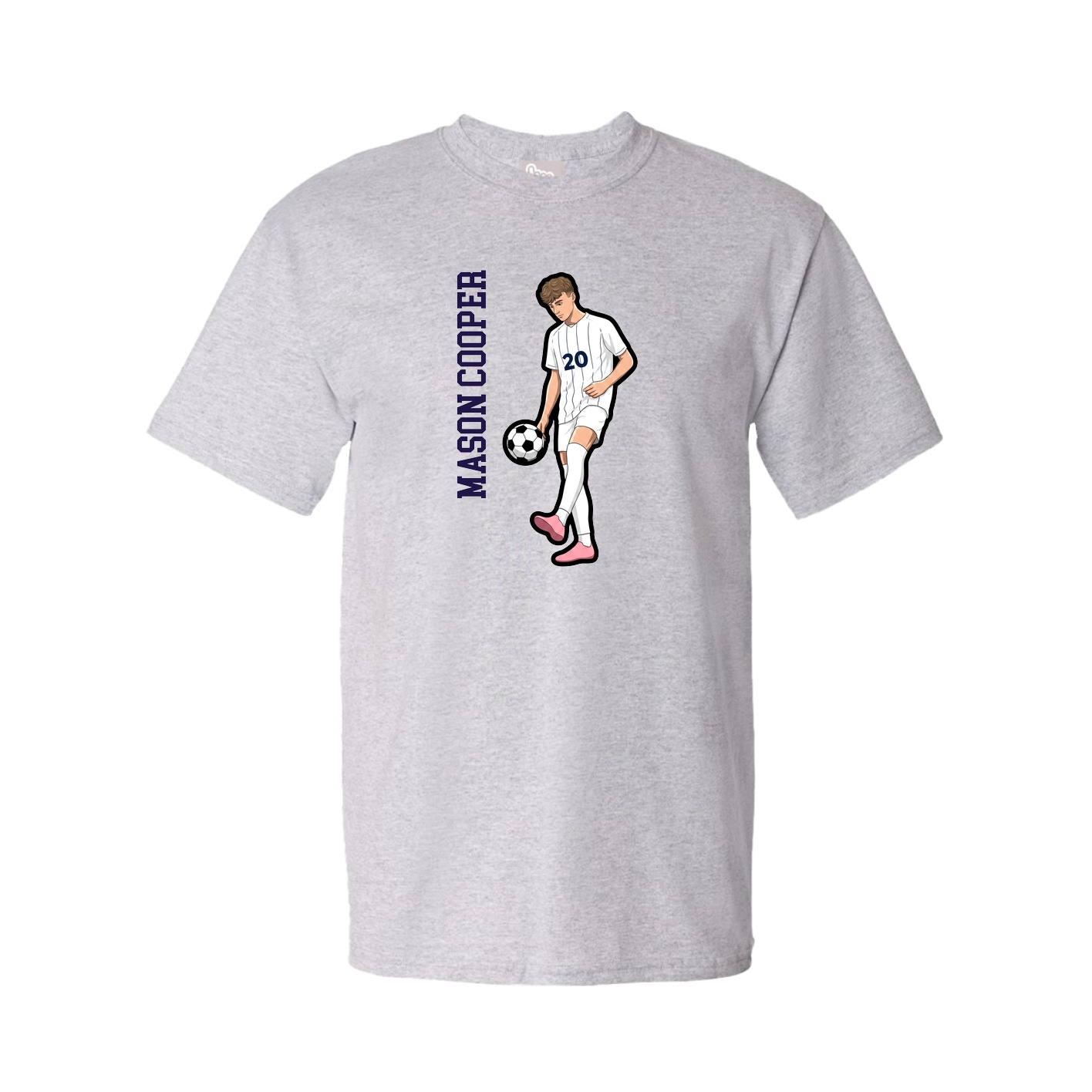 Youth Tee — Name Vertical in Grey