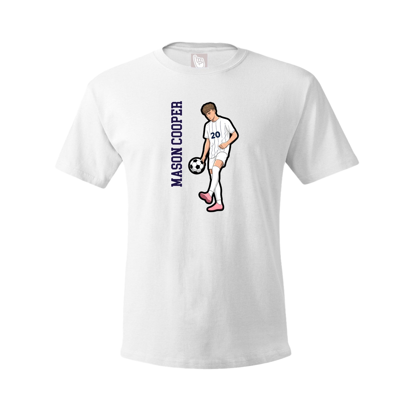 Youth Tee — Name Vertical in White