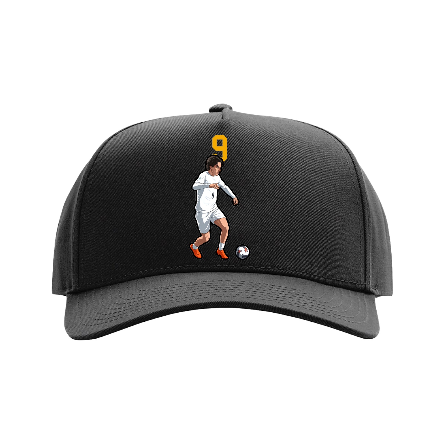 Full Fabric Five-Panel Champ Cap — Number Top in Black