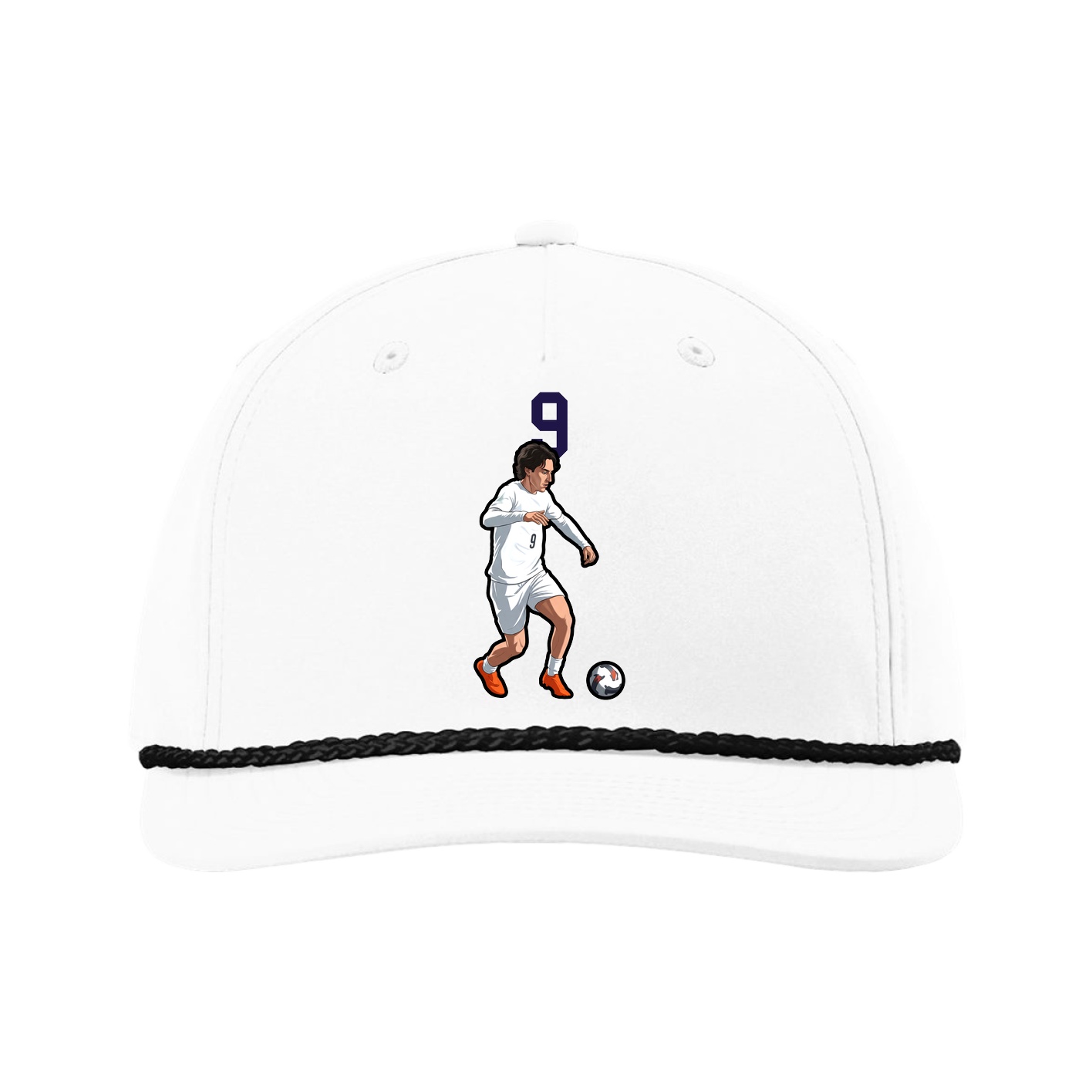 Five-Panel Classic Rope Cap — Number Top in White
