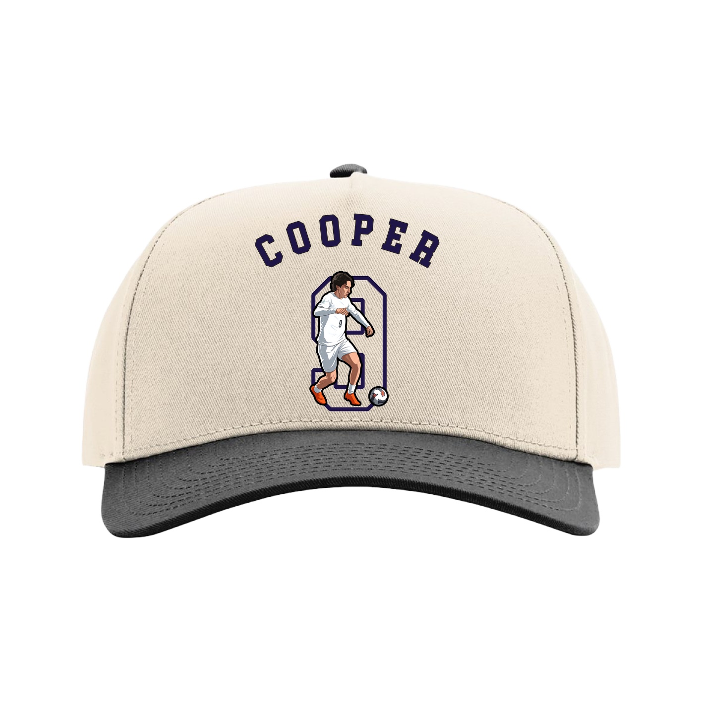 Full Fabric Five-Panel Champ Cap — Shirsey Arch in Cream/Black