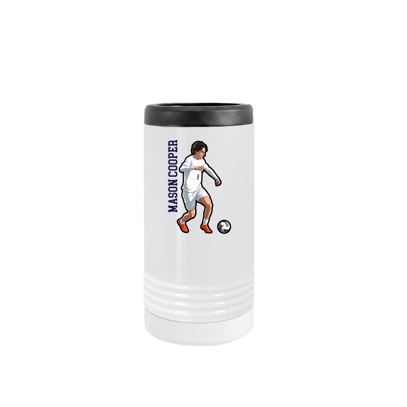 Slim Beverage Holder — Name Vertical in White
