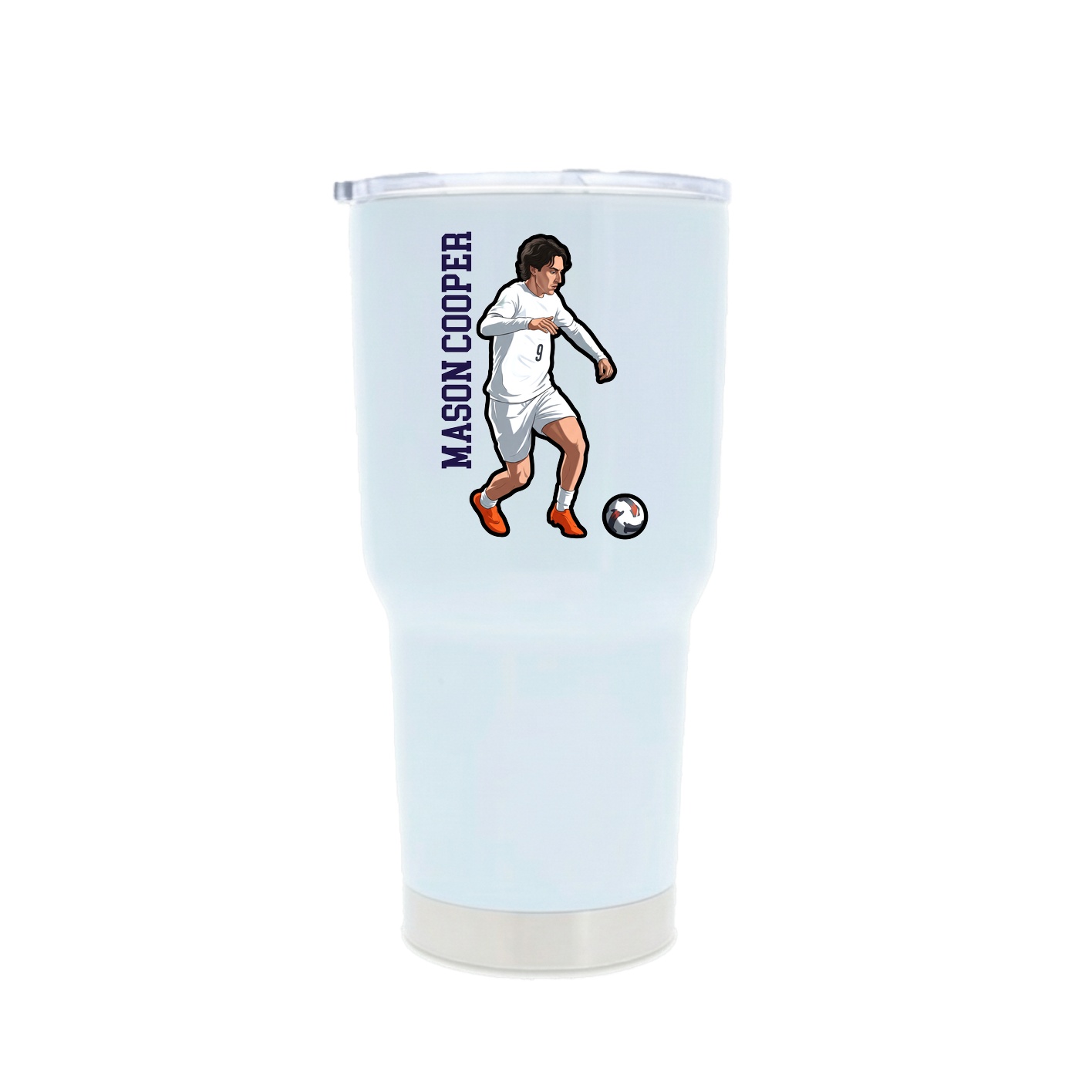 30oz Stainless Steel Tumbler — Name Vertical in White