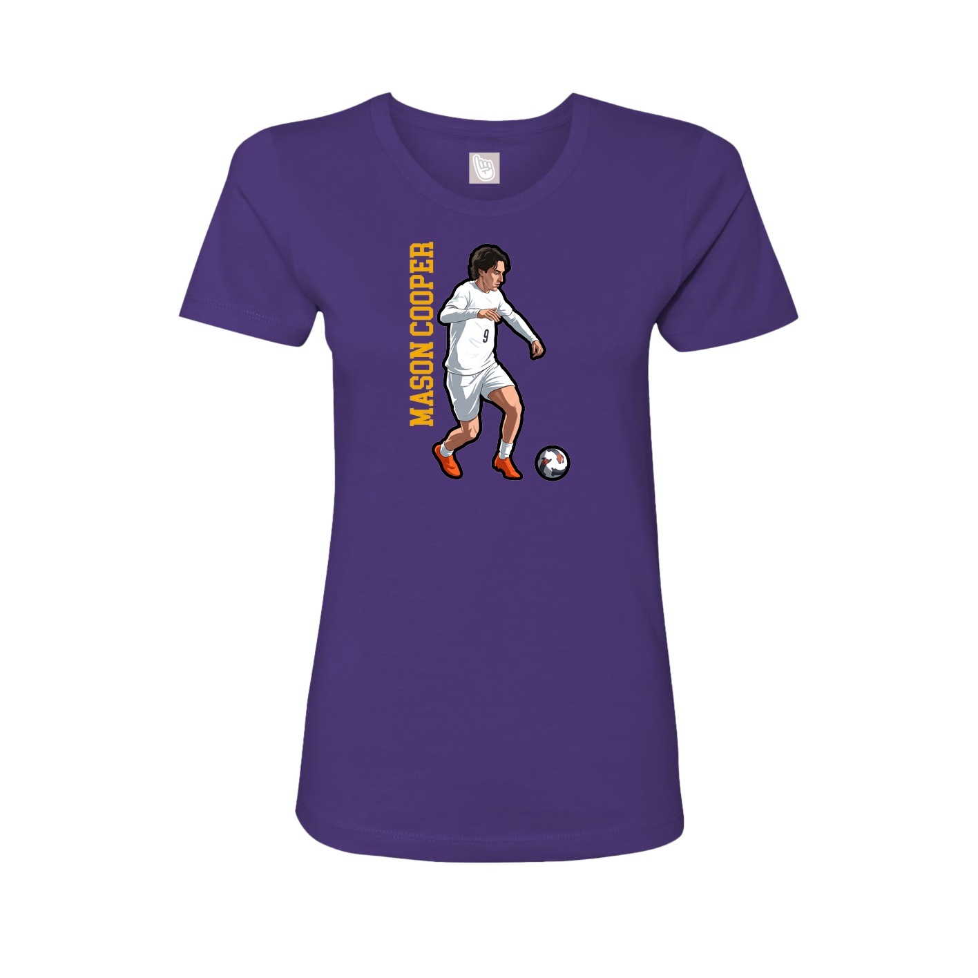 Womens Tee — Name Vertical in Purple