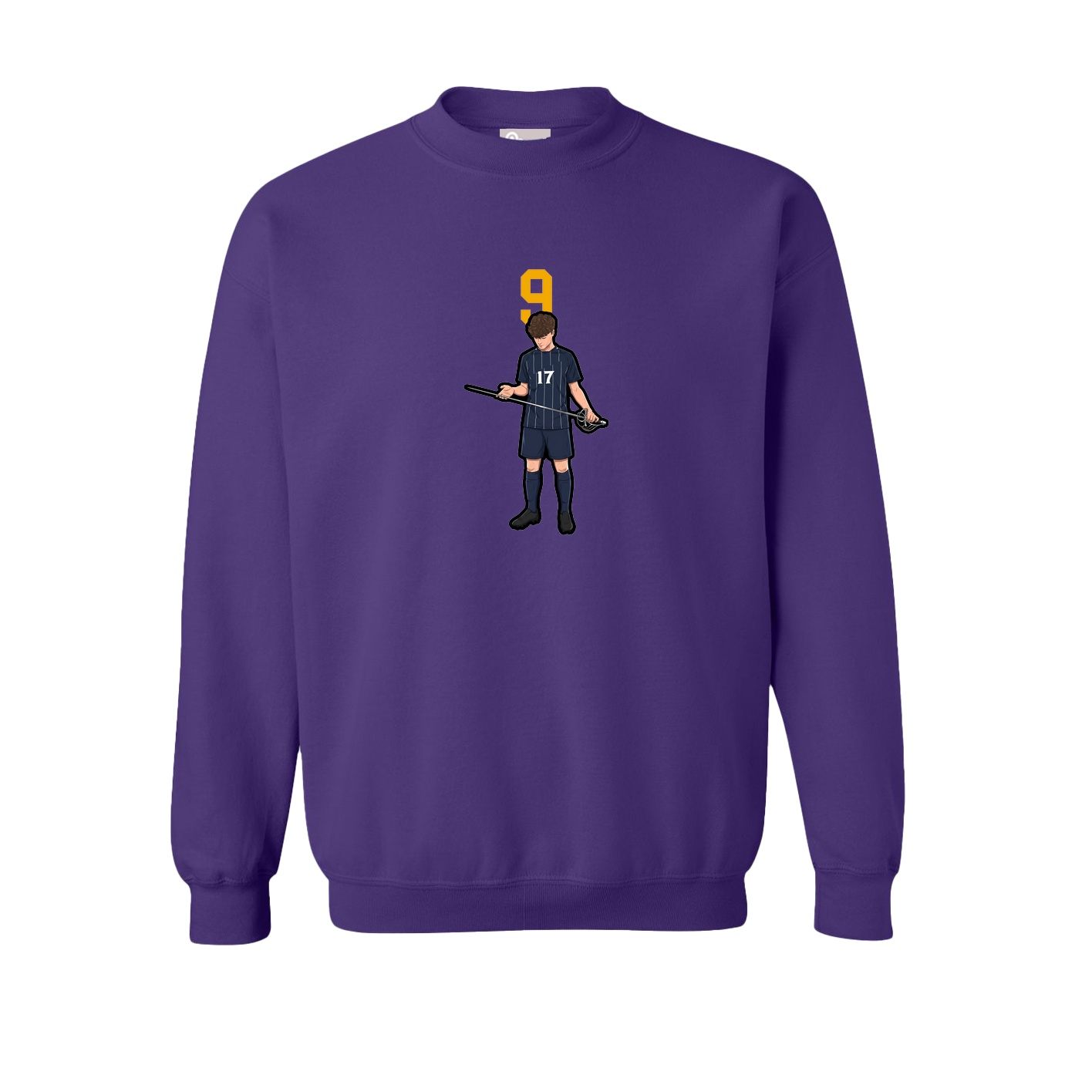 Fleece Crew — Number Top in Purple