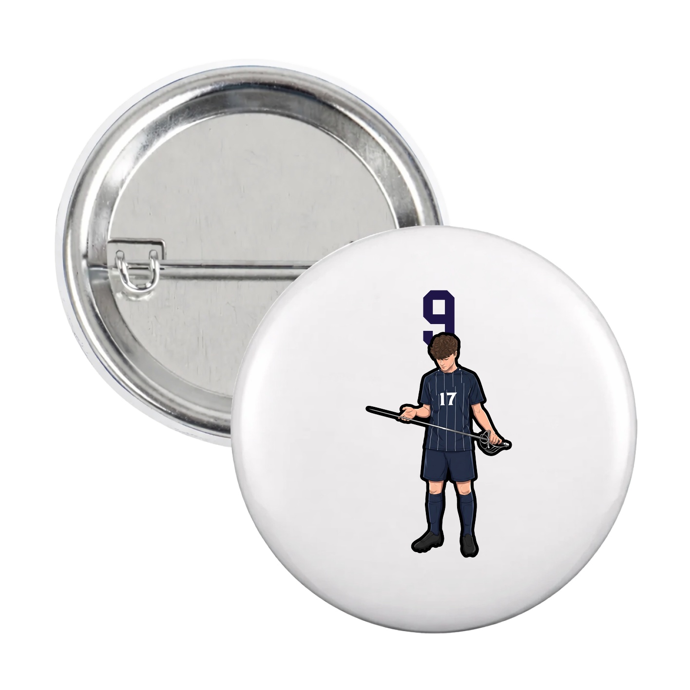 Game Day Button — Number Top in White