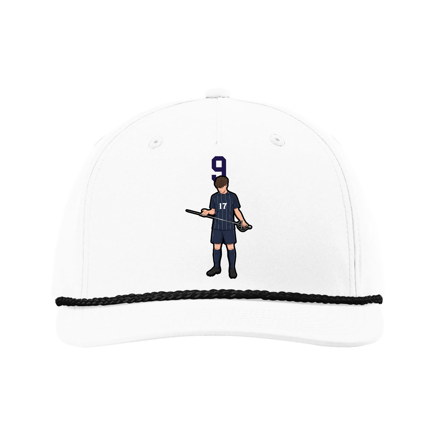 Five-Panel Classic Rope Cap — Number Top in White