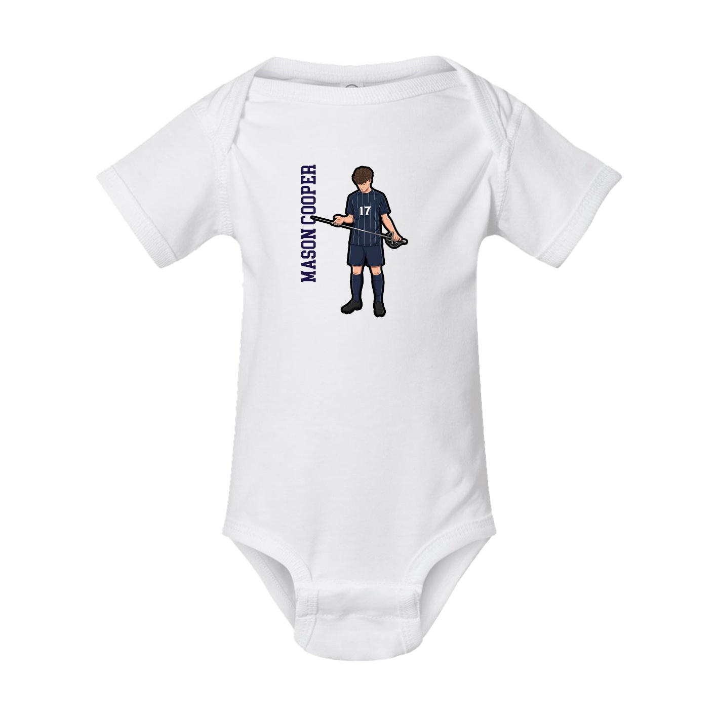 Baby Onesie — Name Vertical in White