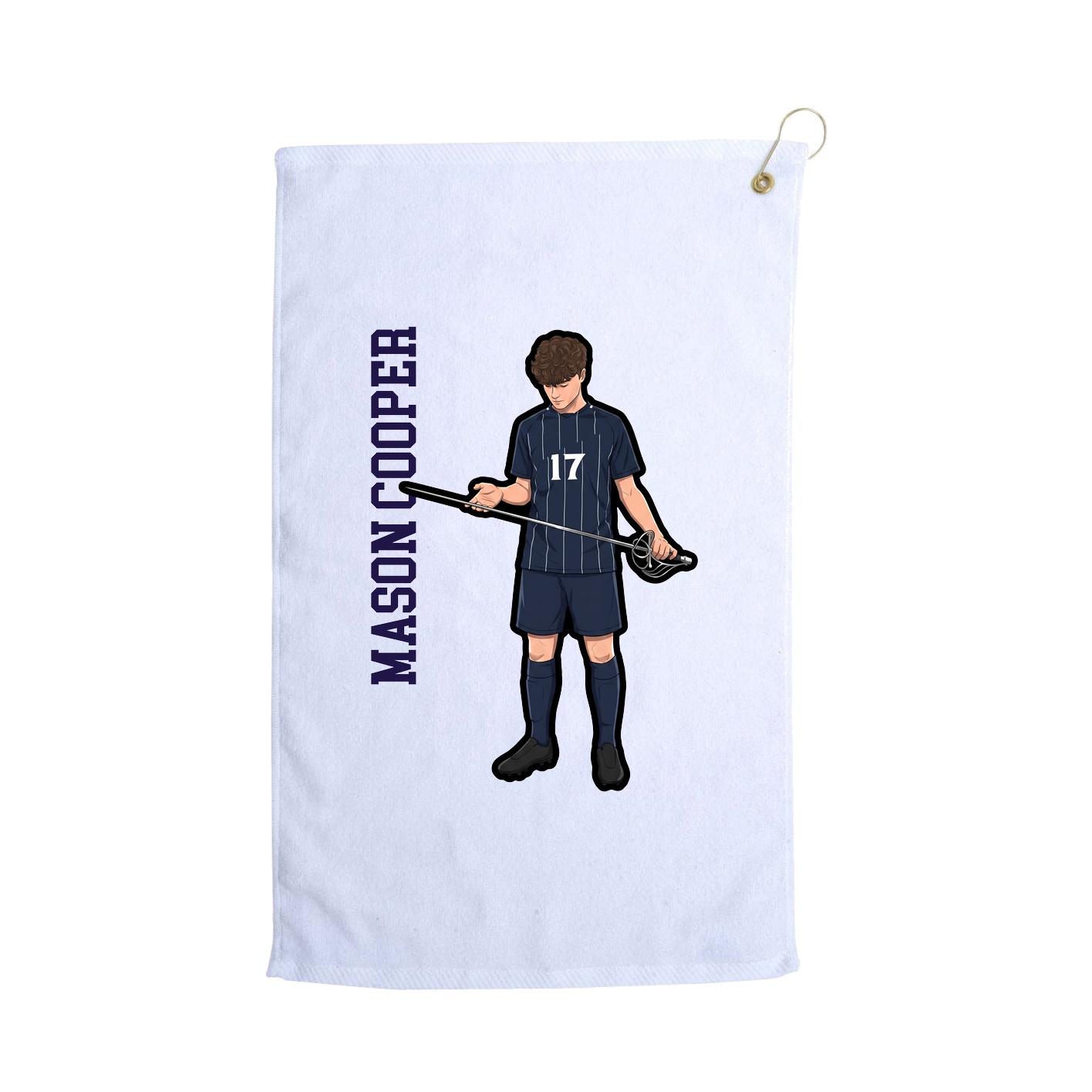 Golf Towel — Name Vertical in White