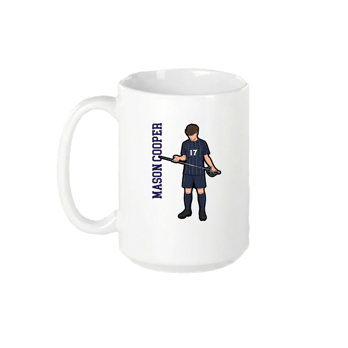 15oz Coffee Mug — Name Vertical in White
