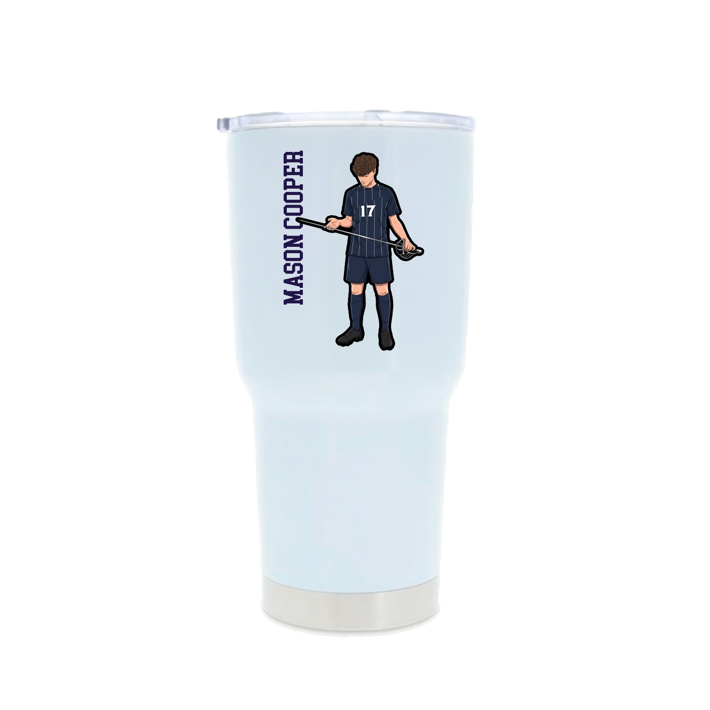 30oz Stainless Steel Tumbler — Name Vertical in White