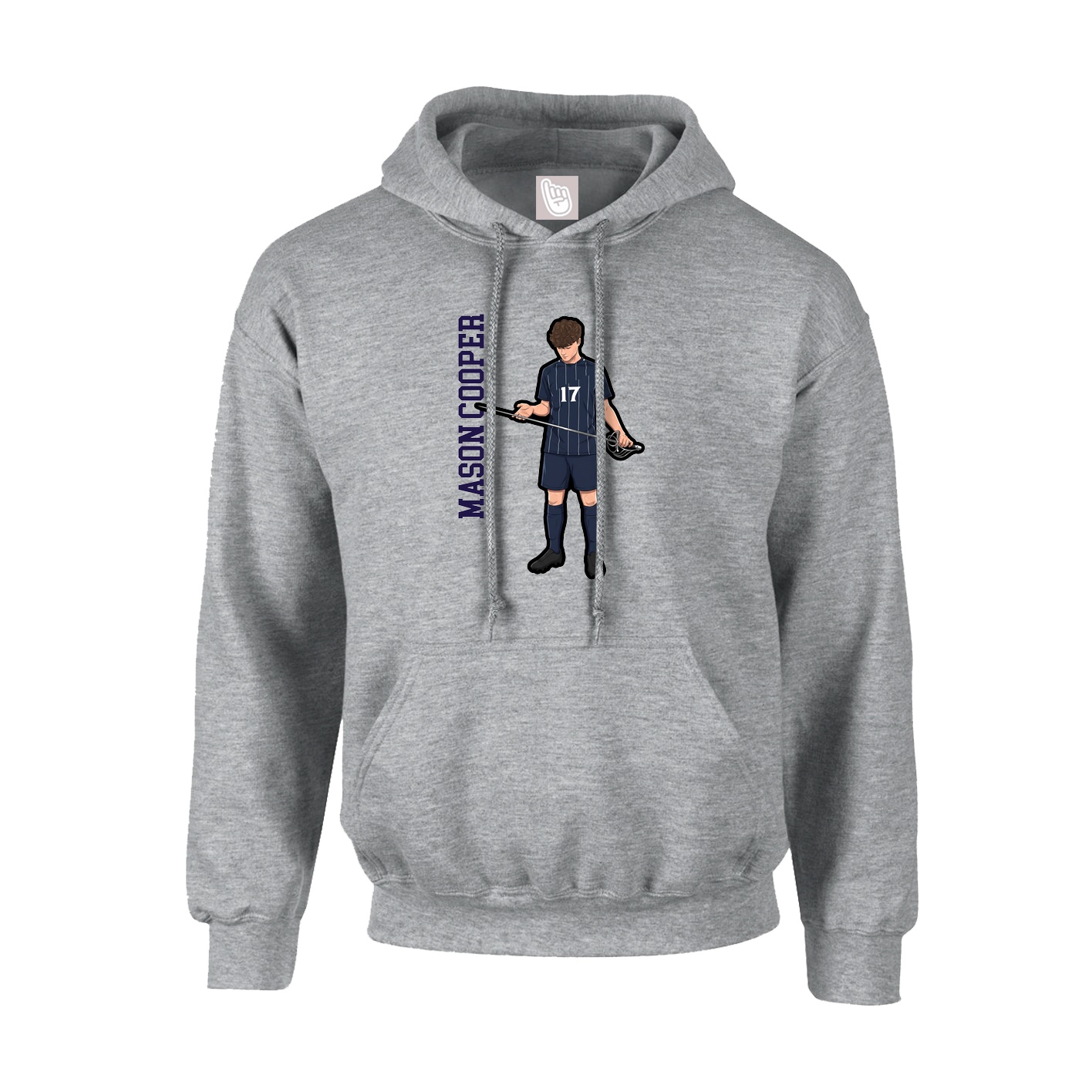 Youth Hoodie — Name Vertical in Grey