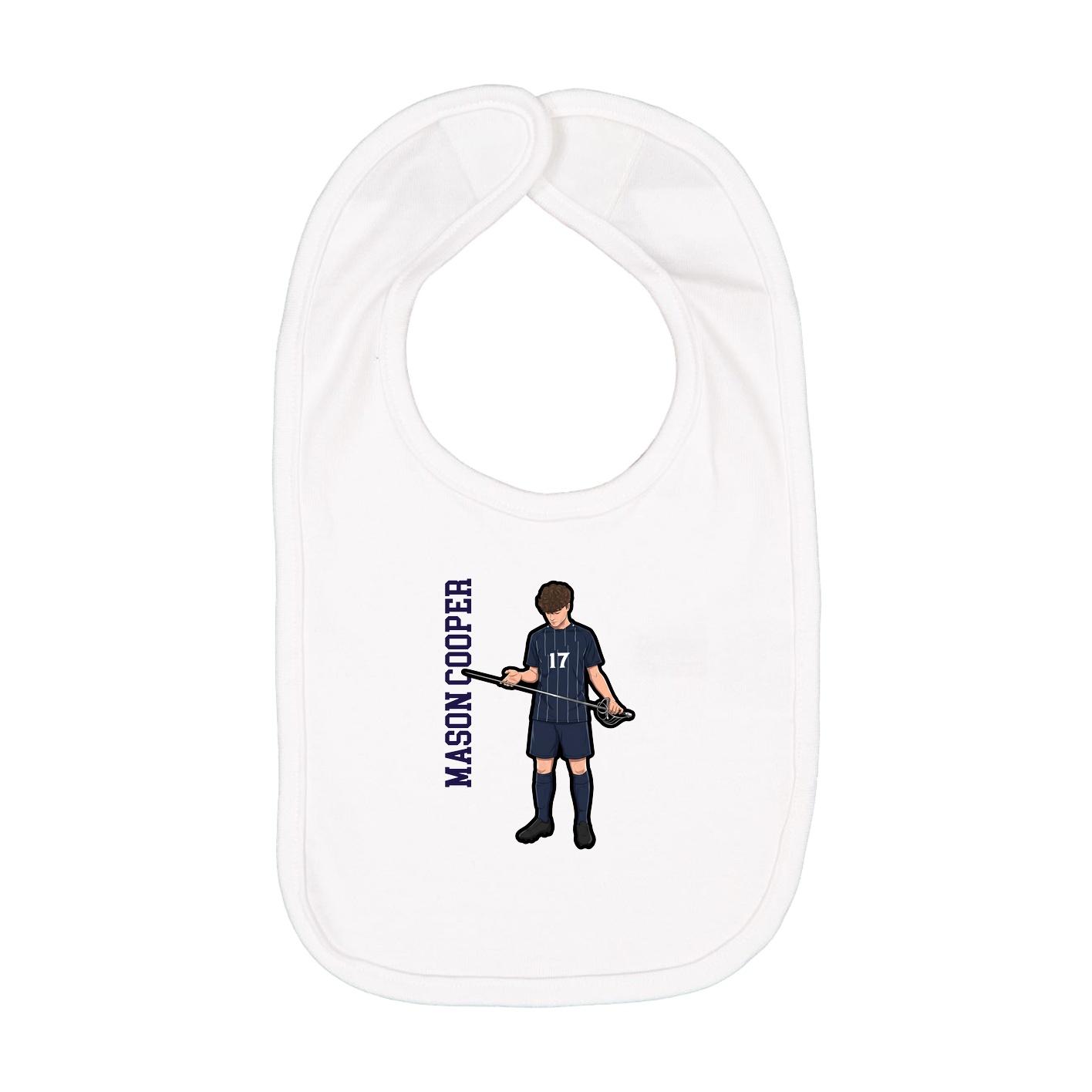 Infant Bib — Name Vertical in White