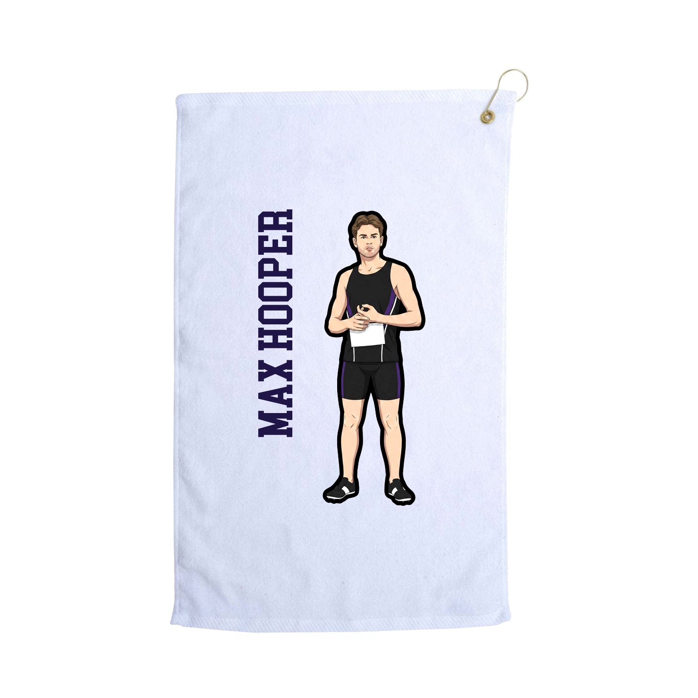 Golf Towel — Name Vertical in White